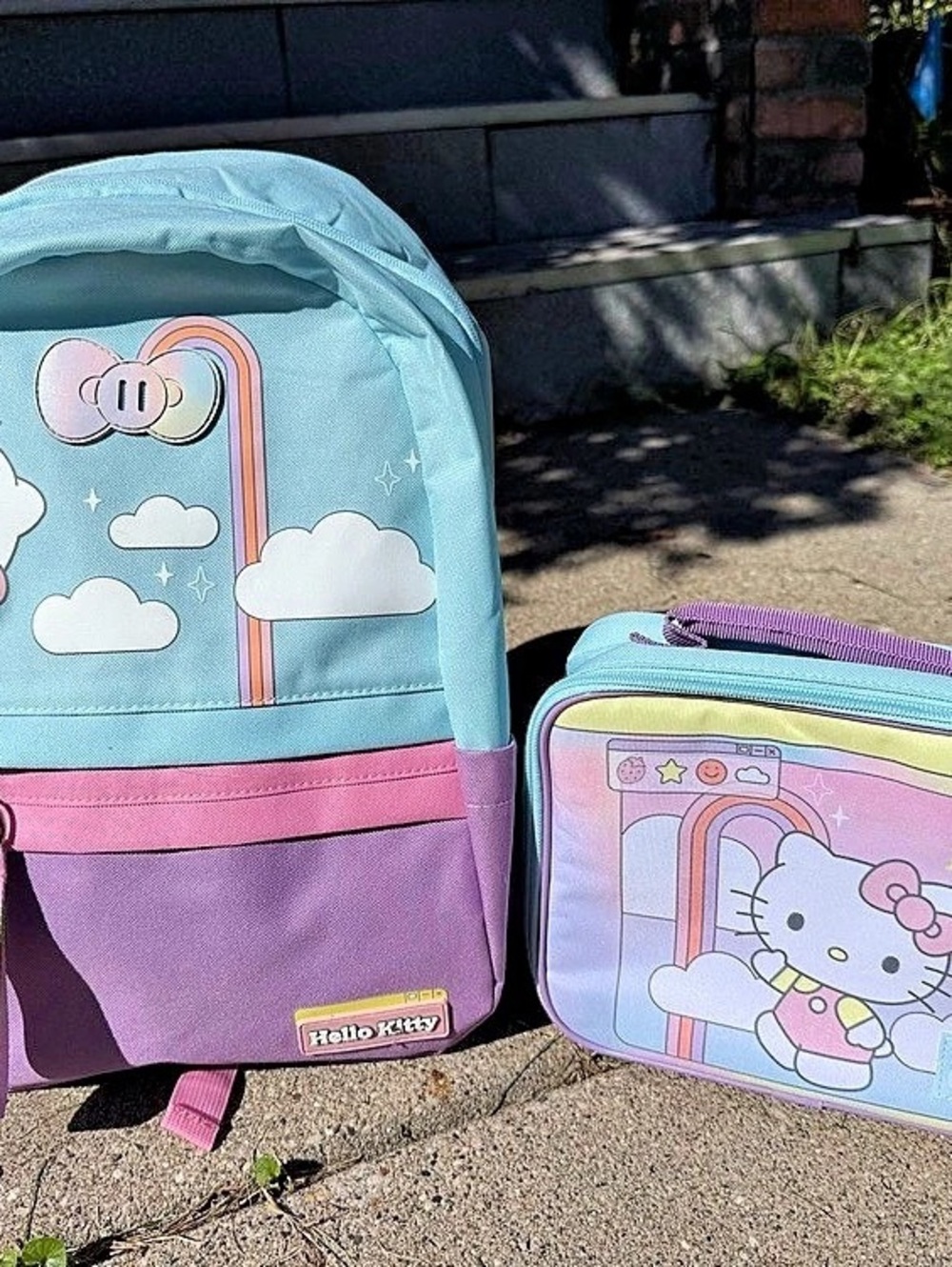 Hello Kitty BioWorld Backpack & Lunch Bag Blue & Purple NWT